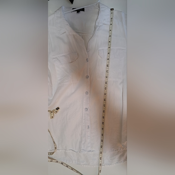Velvet Heart Women’s Loose Bright White Utility Style Button Up Blouse Size M - Picture 7 of 9